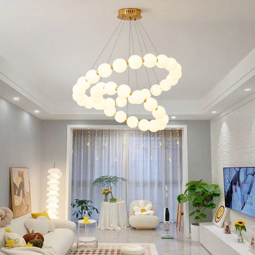Nordischer LED-Kronleuchter aus Acryl dekorative Pendelleuchte - vue 3 sur 19