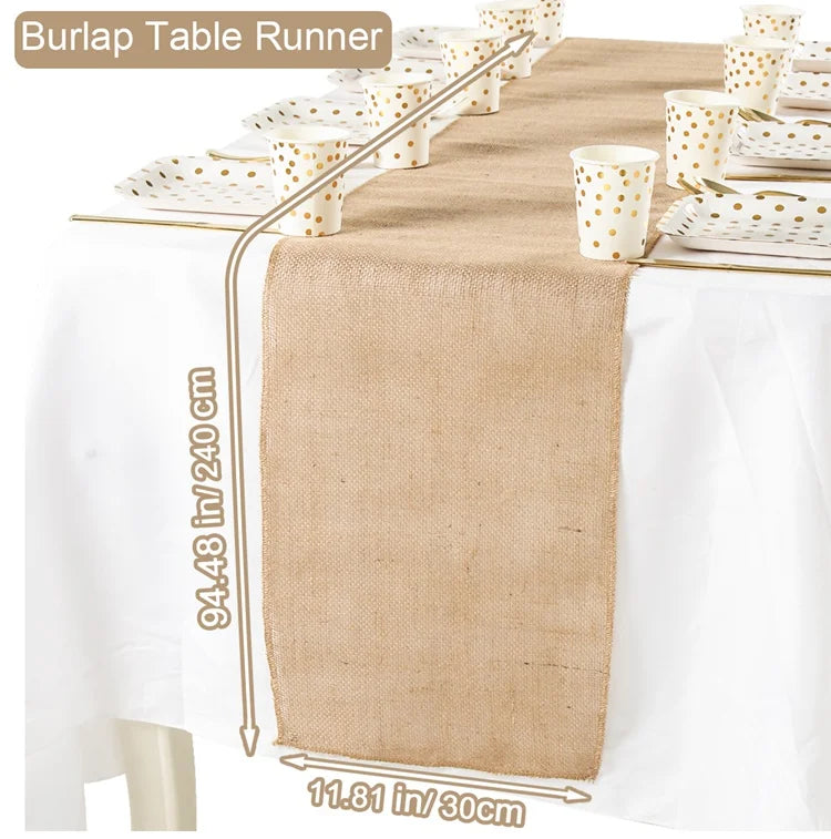 Chemin de table en lin style champetre rustique - vue 10 sur 11
