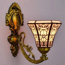 Tiffany Wandleuchte im Retro-Design mit Sonnenblumen-Motiv und Spiegel
