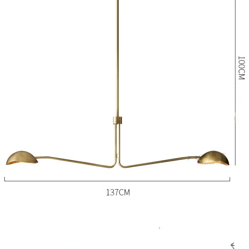 lustre rétro en cuivre lampe créative à bras long design industriel - vue 16 sur 16