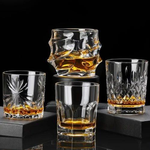 Verres cristal relief whisky vin biere pour table