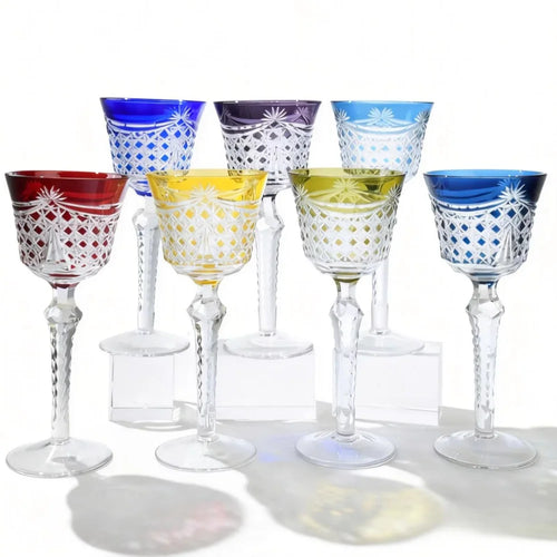 Verres à vin cristal style antique gravé main