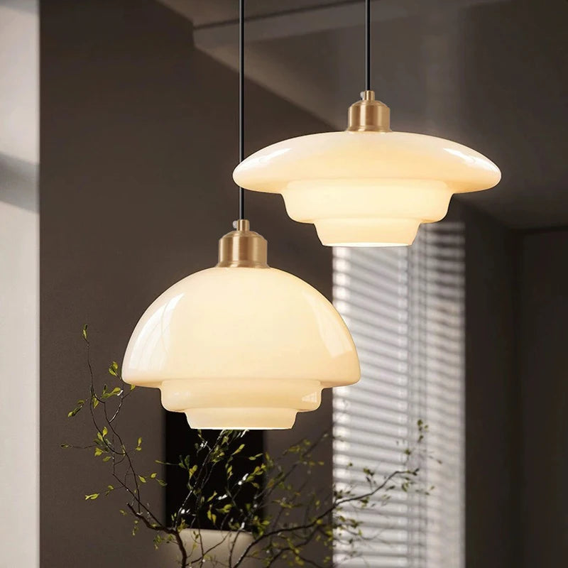 lampe suspendue moderne en verre led décorative nordique - vue 3 sur 9