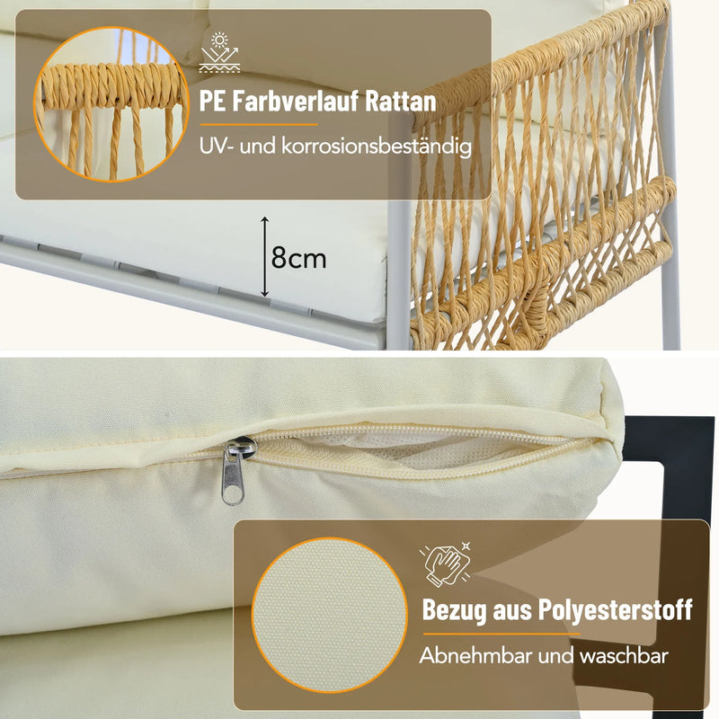 salon de jardin 7 places en rotin avec coussins amovibles