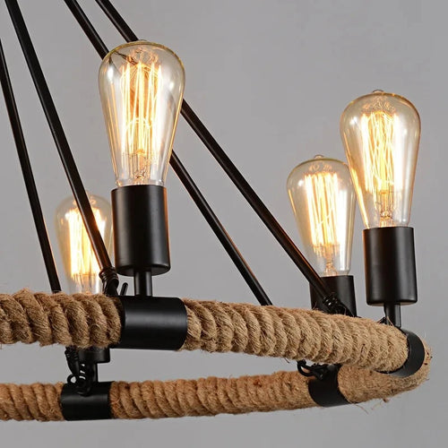 Kronleuchter im Retro-Design mit Seilen für moderne Innendekoration - vue 6 sur 9