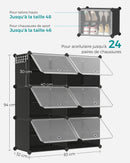 SONGMICS Étagère à Chaussures 6 Compartiments, Étagère de Rangement Modulable, Compartiment de 30 x 40 x 30 cm, avec Porte