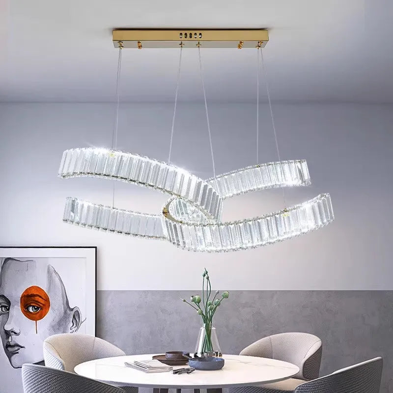 lustre en acier inoxydable cristal postmoderne - vue 6 sur 12