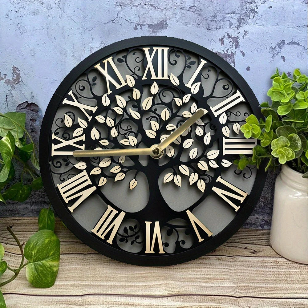 Elegant 8X8" Tree of Life Aluminum Wall Clock - Silent, Diy Decor for Bedroom & Valentine'S Day Clocks Wall Home Decor