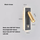 LED Brass Black Wall Lamp Wall Light Wall Sconce Wall Mounted Reading Light with Switch and USB Port, Rotatable For Bedroom