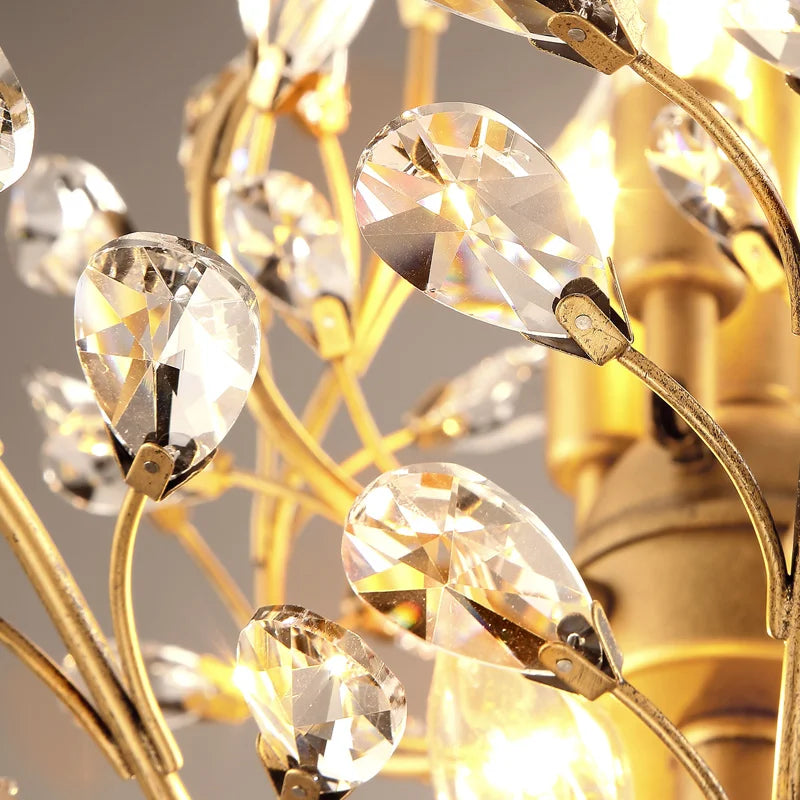 Vintage bougie suspension nordique LED lustre en cristal pour salon chambre cuisine Villa hôtel Hall luminaire - vue 5 sur 17