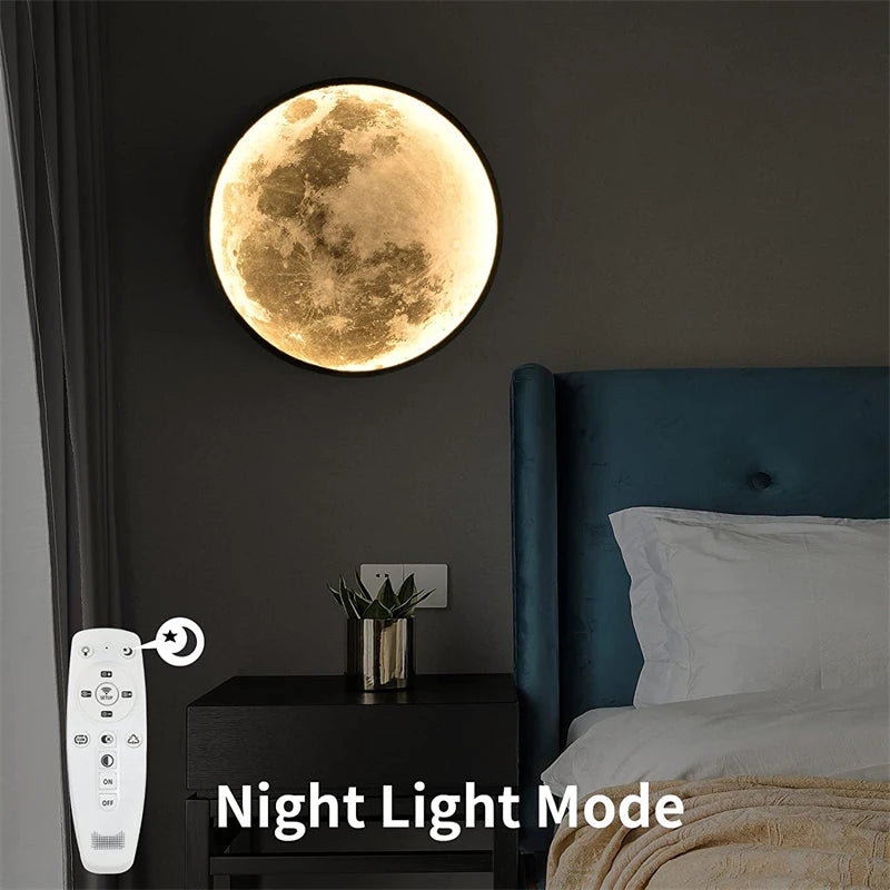 applique murale lune moderne avec intensité variable et télécommande led - vue 6 sur 23