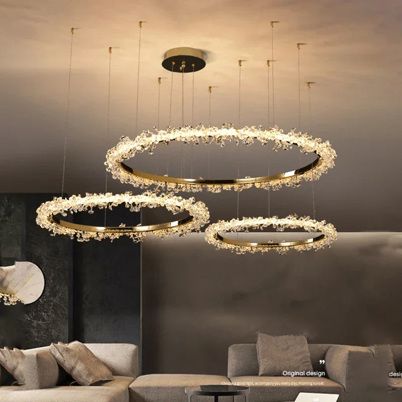 lustre nordique de luxe en cristal pour décoration moderne - vue 3 sur 17