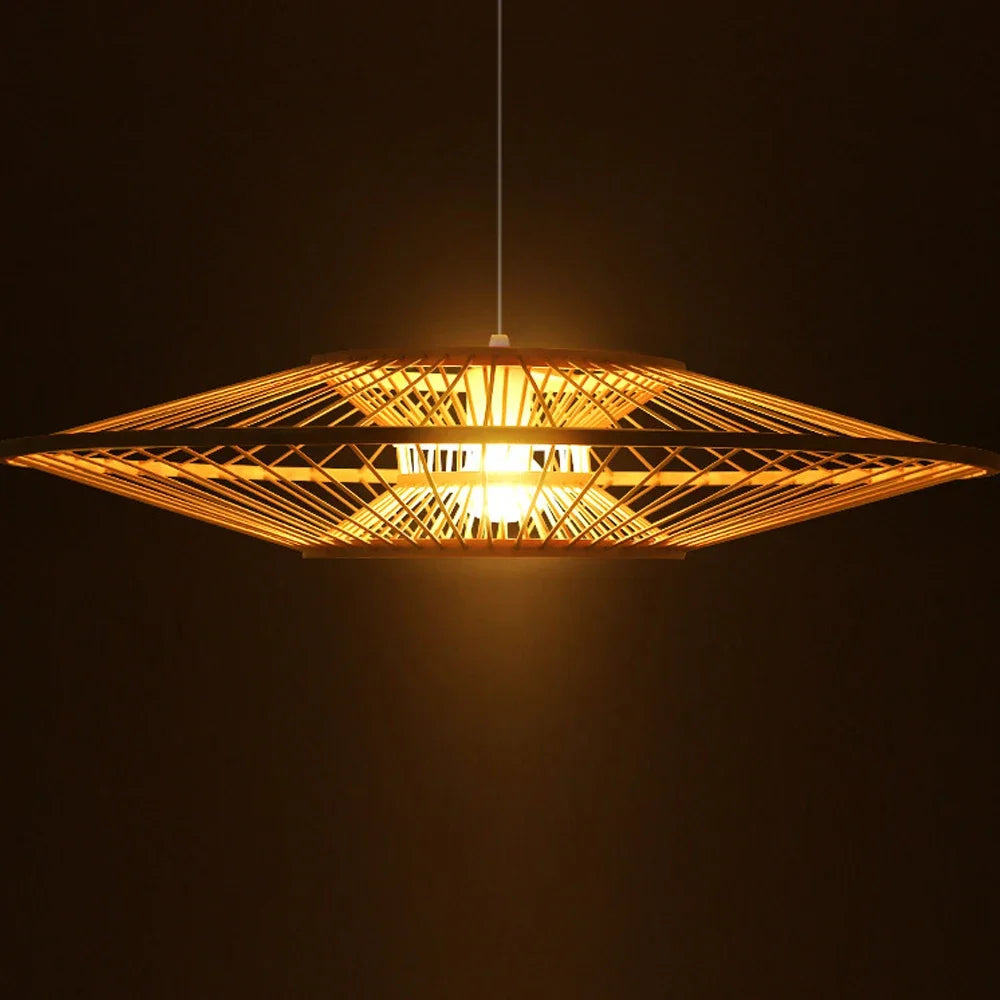 lustre en bambou style rétro pour décoration intérieure - vue 5 sur 8