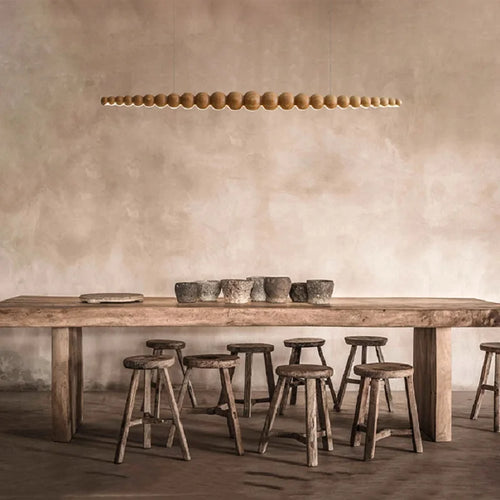 Moderne Pendelleuchte aus Holz LED-Langversion für Esstisch, Küche, Wohnzimmer und Büro - vue 2 sur 9
