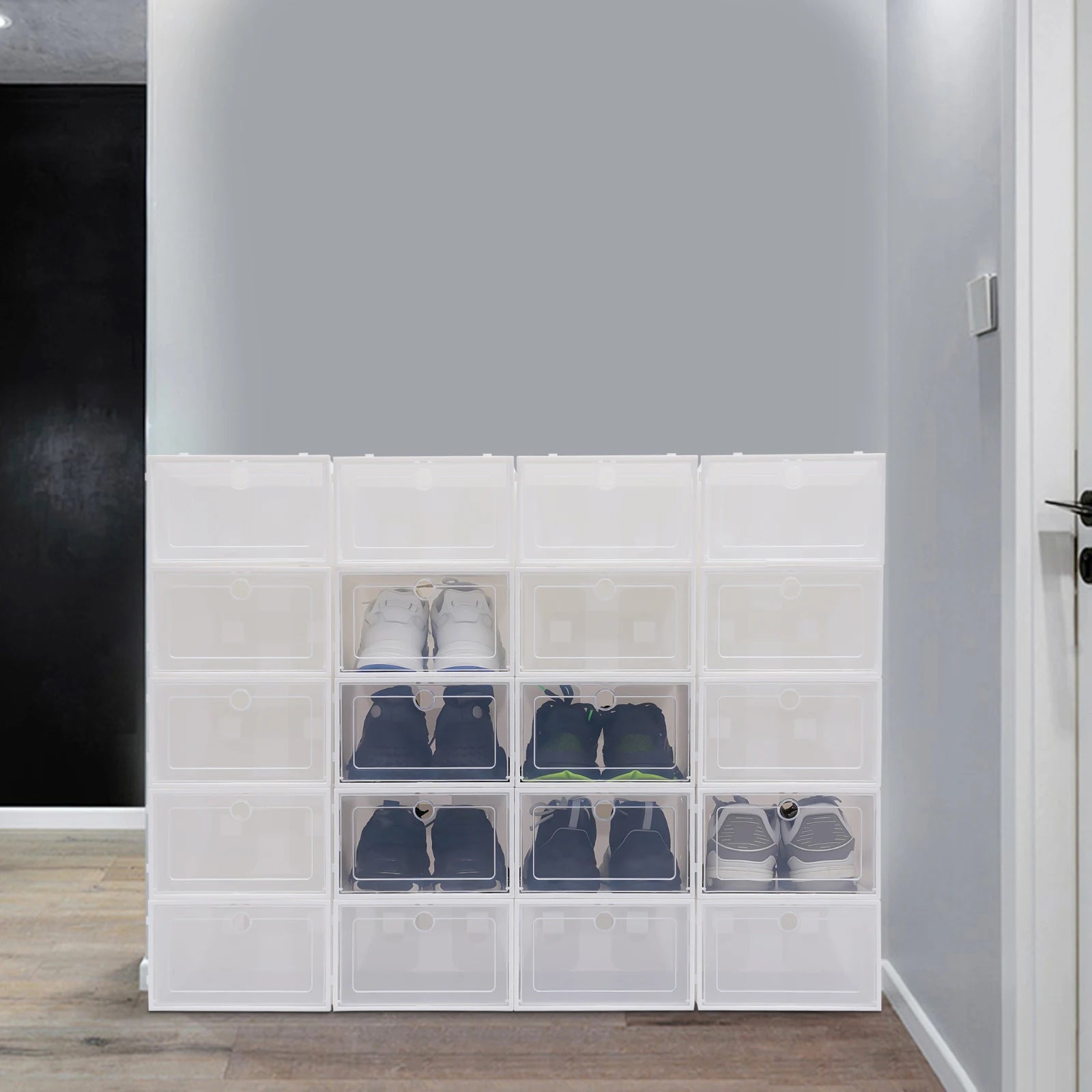 lot de 20 boîtes pliables en plastique pour chaussures - vue 3 sur 6