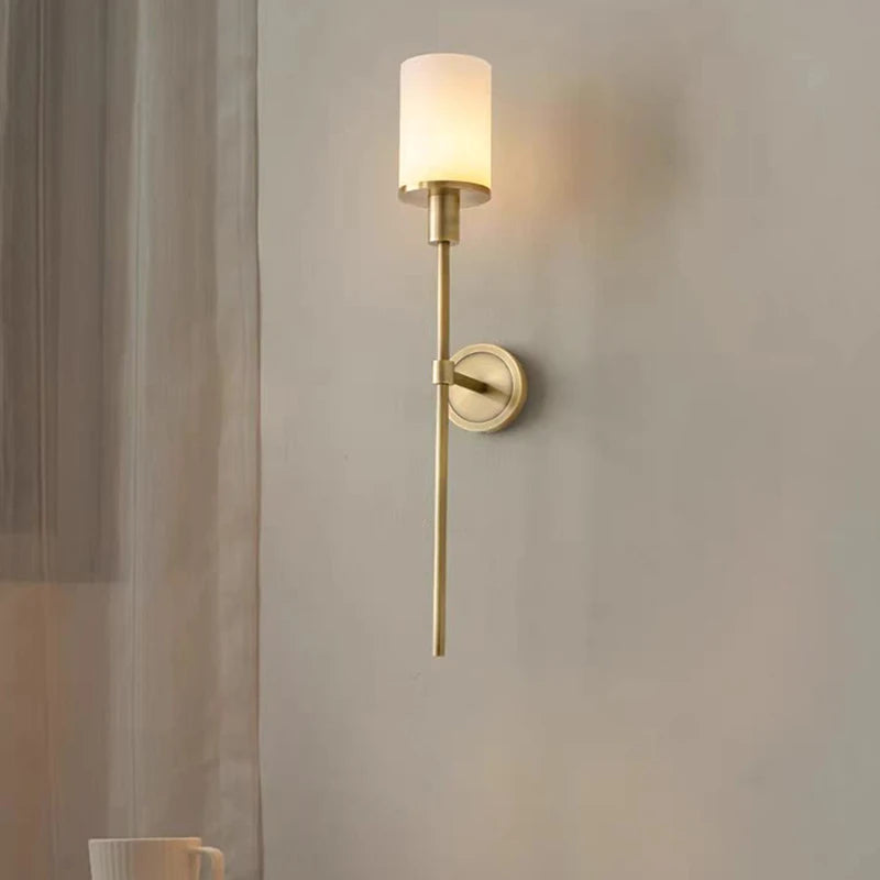 applique murale vintage en laiton avec marbre naturel - vue 5 sur 8