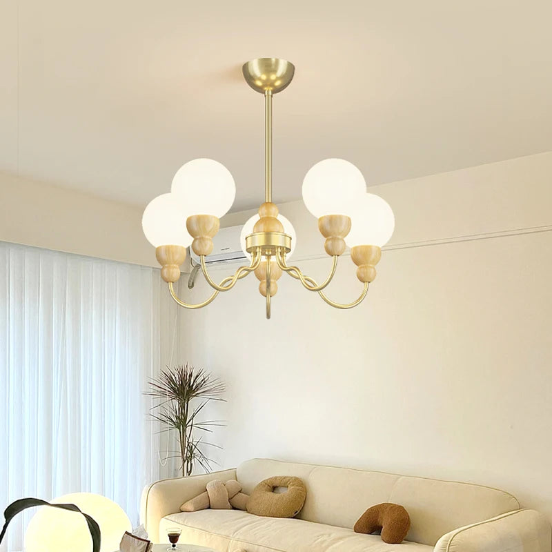 suspension en verre rétro en bois pour intérieur élégant - vue 4 sur 14