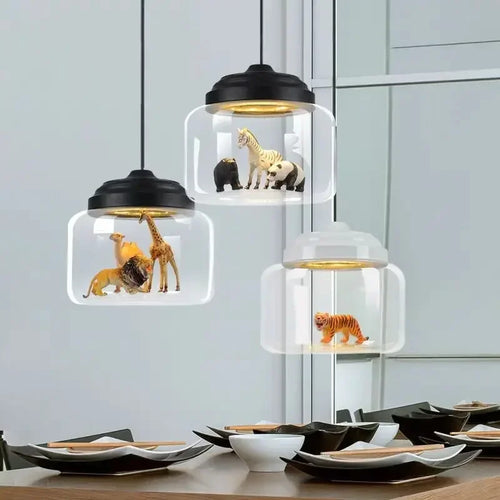 Pendelleuchte aus Glas mit Tiermotiven für die Innendekoration - vue 4 sur 10