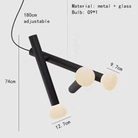 suspension design artistique en verre réglable pour intérieur décoratif
