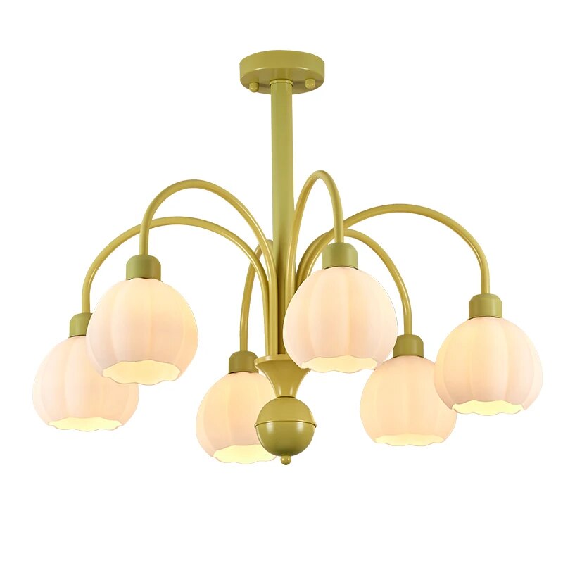 lustre chambre coucher style citrouille pastorale verre