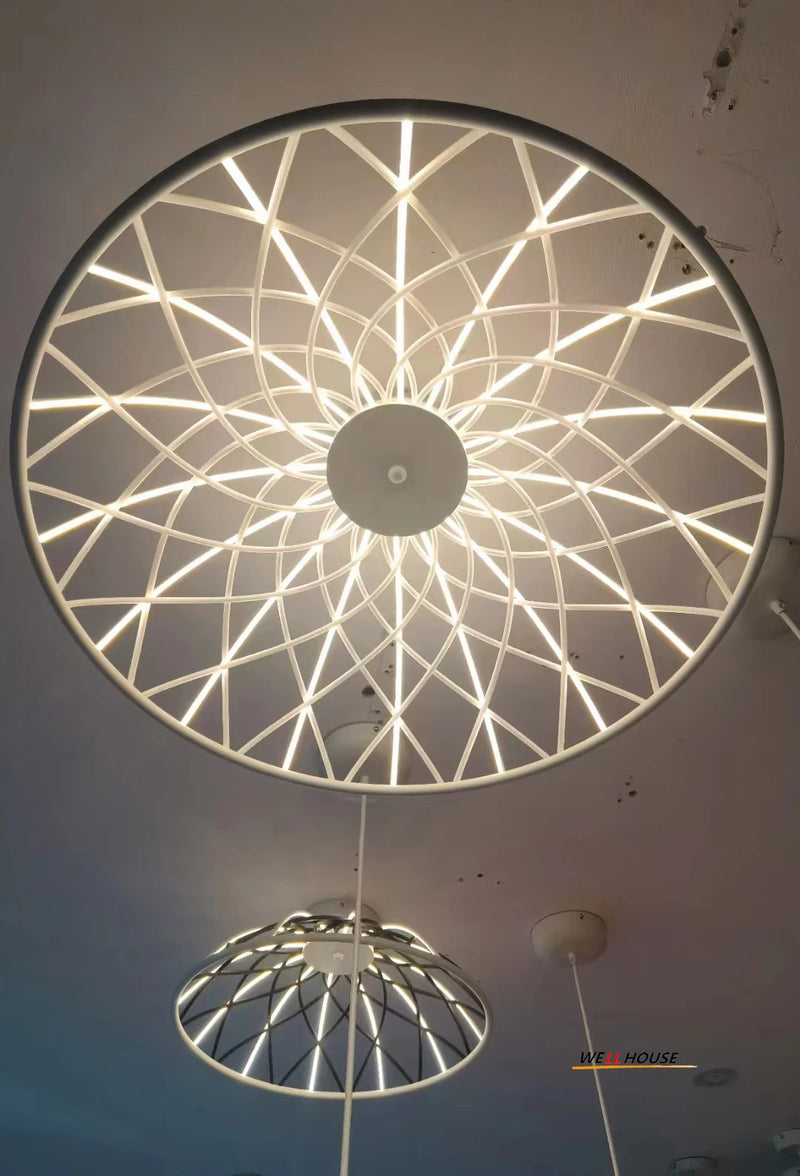 suspension moderne en corde nordic skynest led macaron mesh