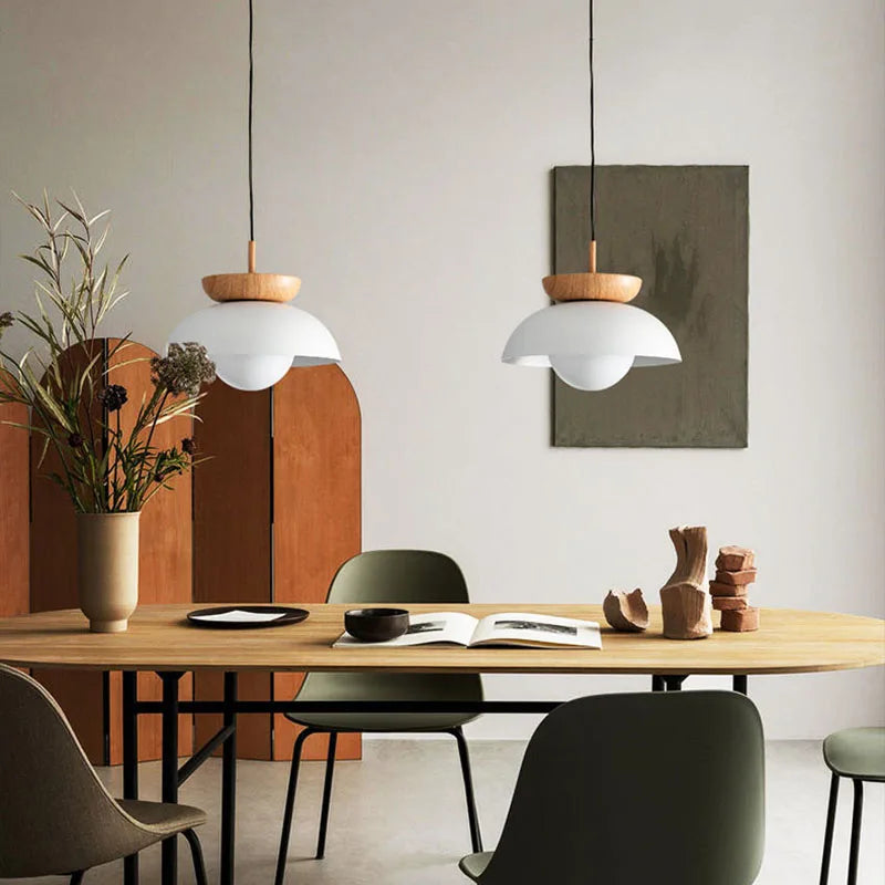 Pendelleuchte im amerikanischen Stil aus Metall und Holz für Restaurant - vue 4 sur 7