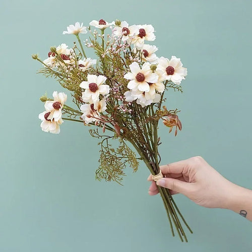 bouquet de 6 brins de cosmos artificiels vintage décoration florale