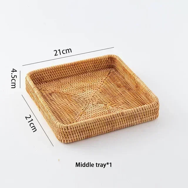 panier de rangement tissé à la main en rotin pour cuisine et pique-nique - vue 13 sur 22