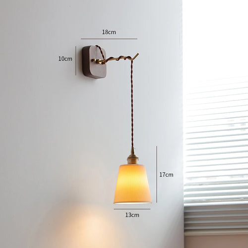 Moderne Wandleuchte aus Nussbaum für Schlafzimmer und Wohnzimmer - vue 18 sur 23