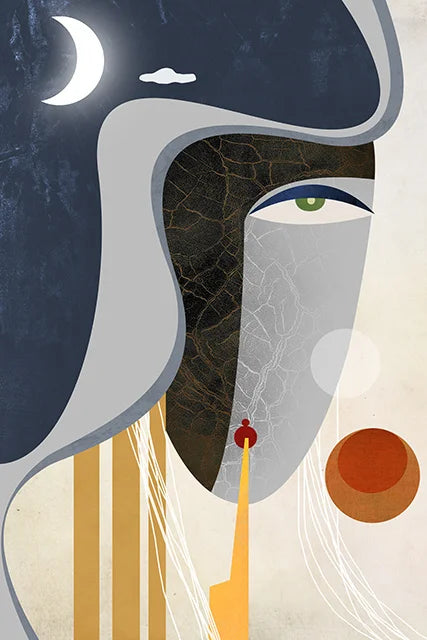 art mural abstrait avec personnages modernes pour décoration intérieure