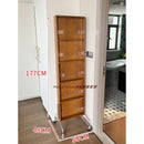Adjustable solid wood full body mirror, magazine bookshelf mirror, floor standing retro with wheel fitting mirror
