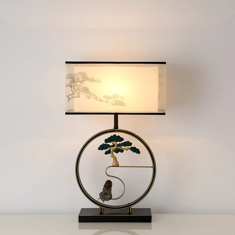 lampe de table style chinoiserie rétro pour salon de thé - vue 4 sur 7