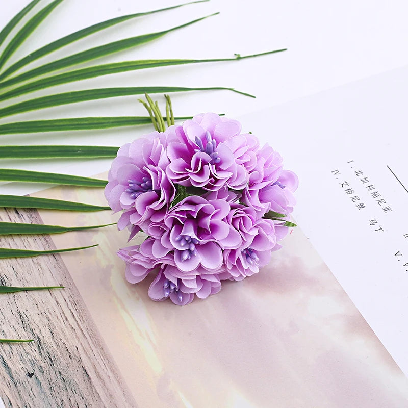 bouquet de mini fleurs d'hortensia artificielles pour décoration et bricolage - vue 8 sur 15