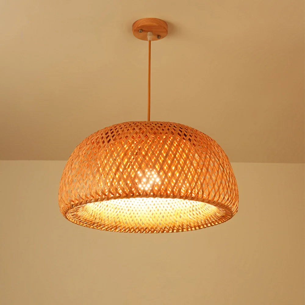 lampes suspendues style chinois tricotées à la main en bambou - vue 7 sur 16