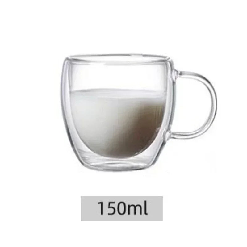 Mug verre borosilicate double paroi avec anse isolant