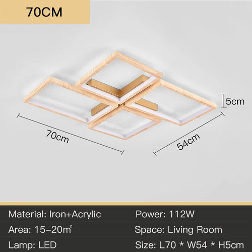 LED-Deckenleuchte modernes Design aus Metall und Holz elegant