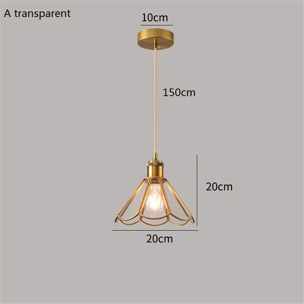 Nordische Vintage-Pendelleuchte aus Messing mit Glas – Dekorative Loftbeleuchtung