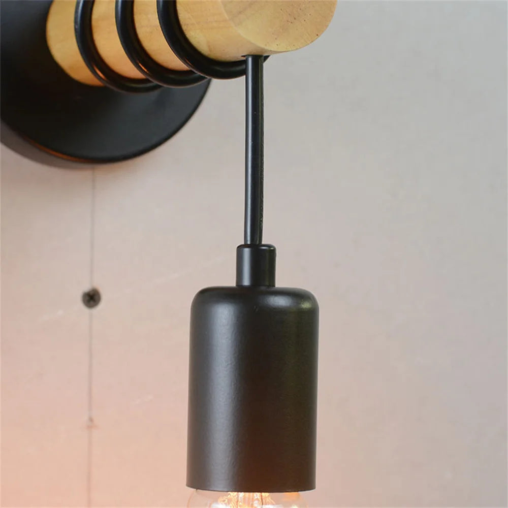 applique murale moderne loft nordique en fer et bois luminaria - vue 8 sur 8