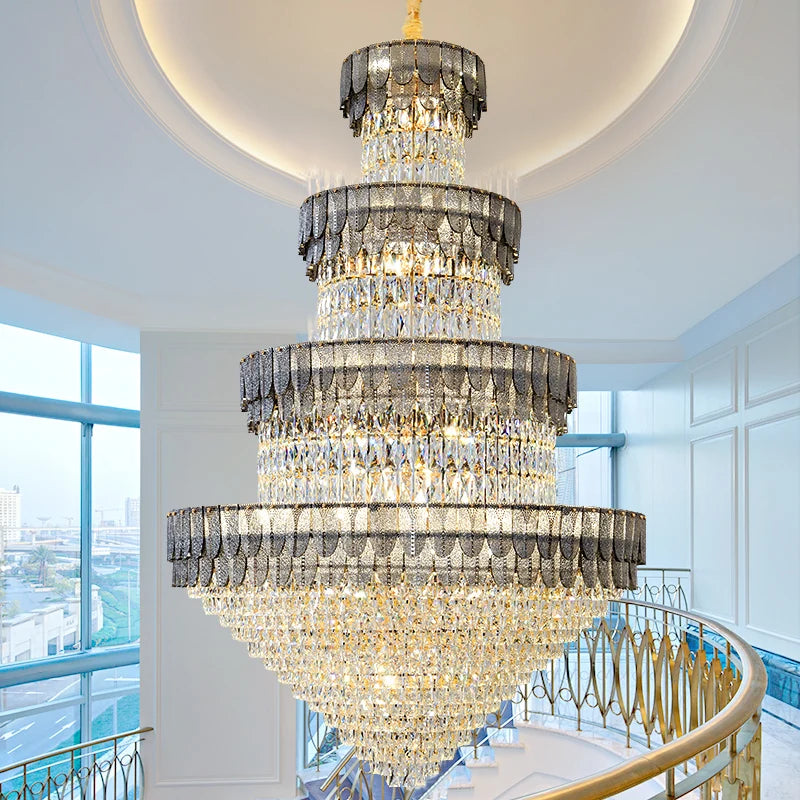 lustre luxe cristal design contemporain pour salon et hôtel - vue 4 sur 14