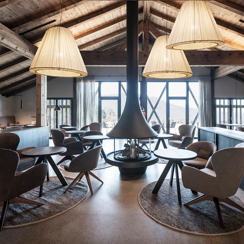 lustre rétro en tissu d'art forme de baril pour décoration intérieure