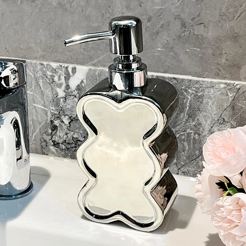 bouteille en céramique créative en forme de fleur pour gel et savon - vue 9 sur 10