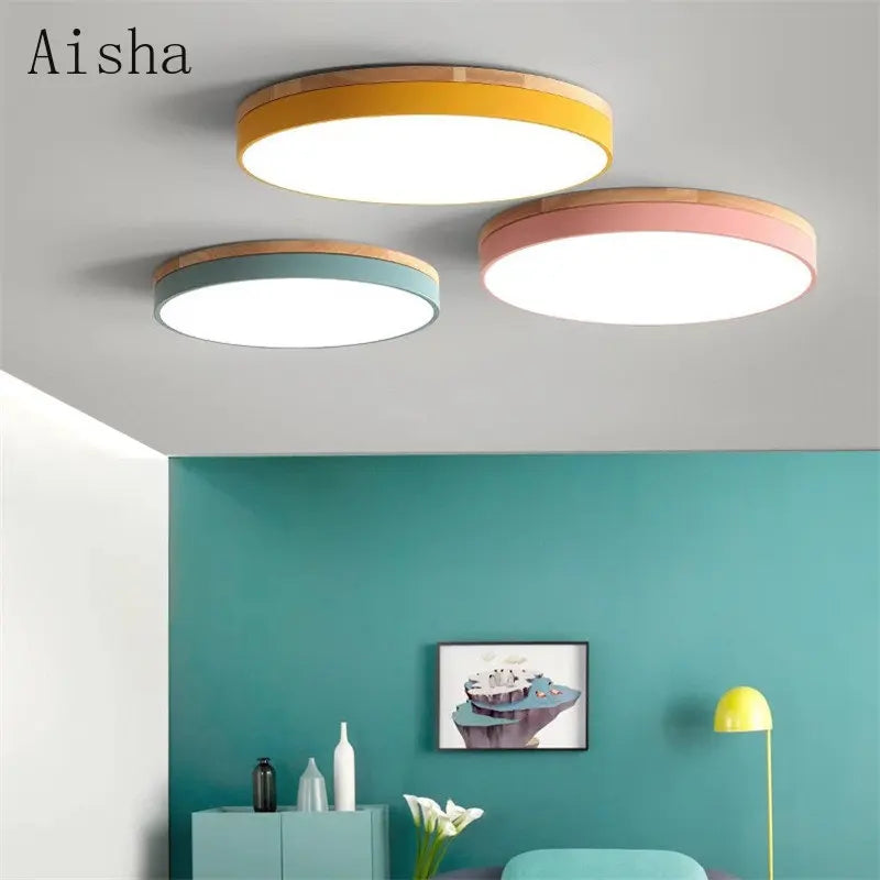 Moderne LED-Deckenleuchte Rund Multicolor Skandinavisch Oberfläche - vue 4 sur 12