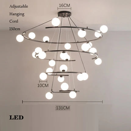 lustre créatif en fer et verre pour décoration élégante