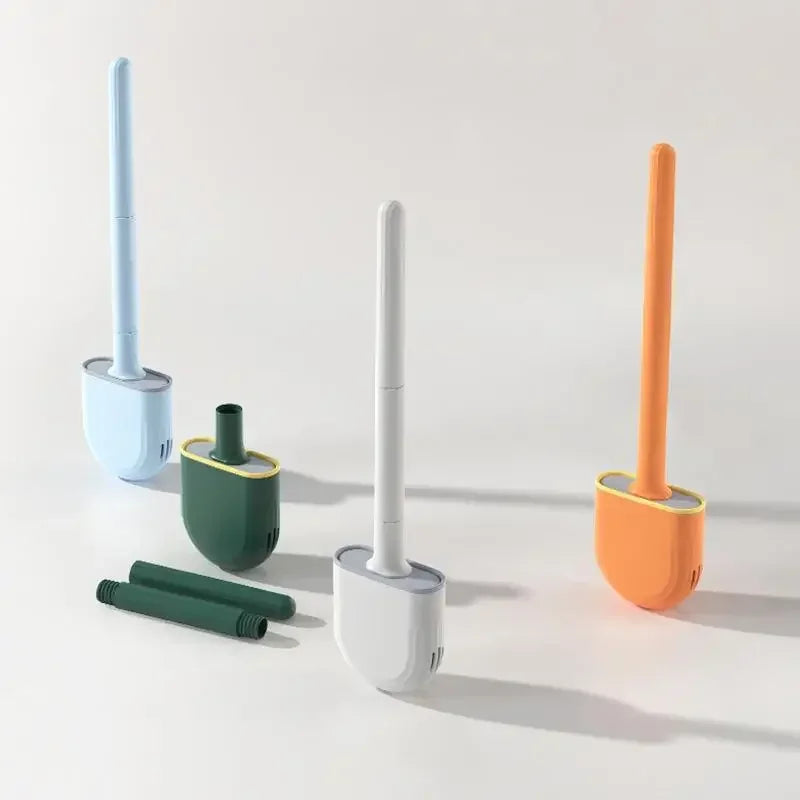 brosse de toilette suspendue en silicone avec support séchage rapide - vue 2 sur 11