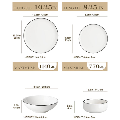 Service table ceramique design bord fin 12 personnes