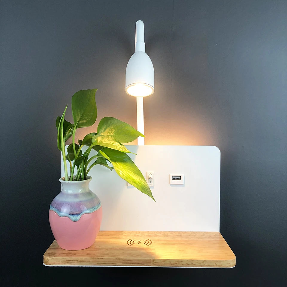 applique murale led intérieur usb sans fil moderne rotative 360° interrupteur veilleuses chevet - vue 5 sur 8