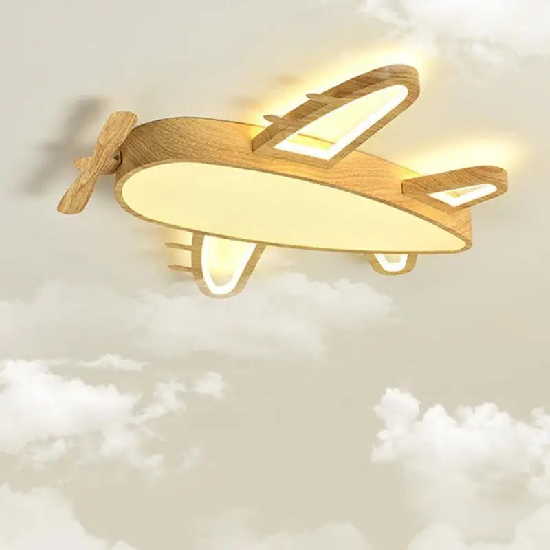plafonnier avion en bois et fer pour chambre d'enfant - vue 4 sur 10