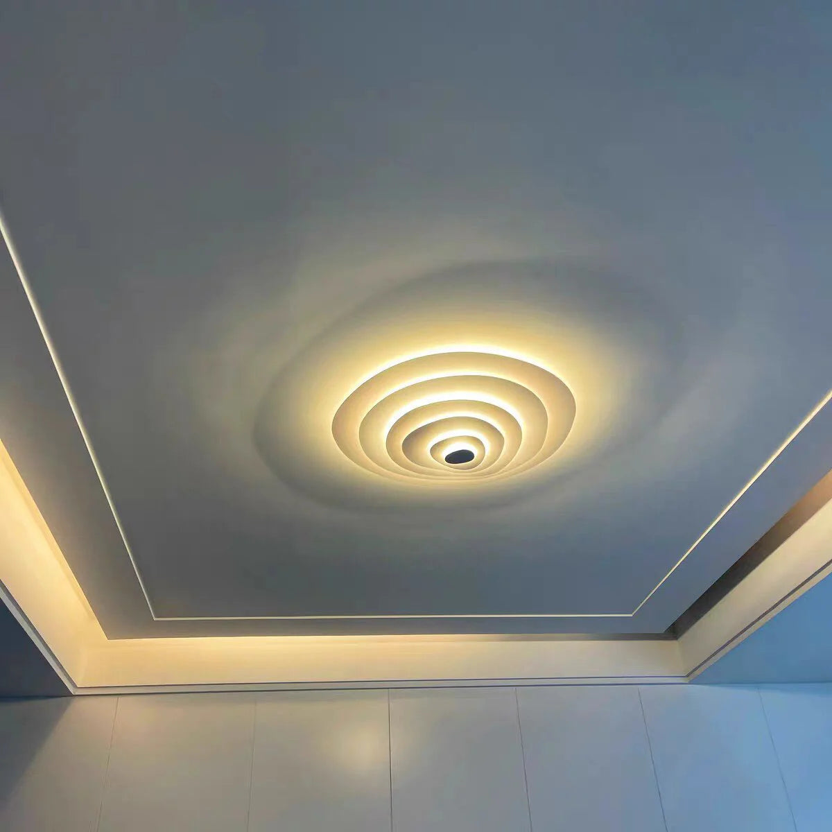 Anneaux annuels modernes LED lustre intérieur salon ondulation forme meubles de maison décoration fer blanc corps couleur lampe éclairage - vue 7 sur 14