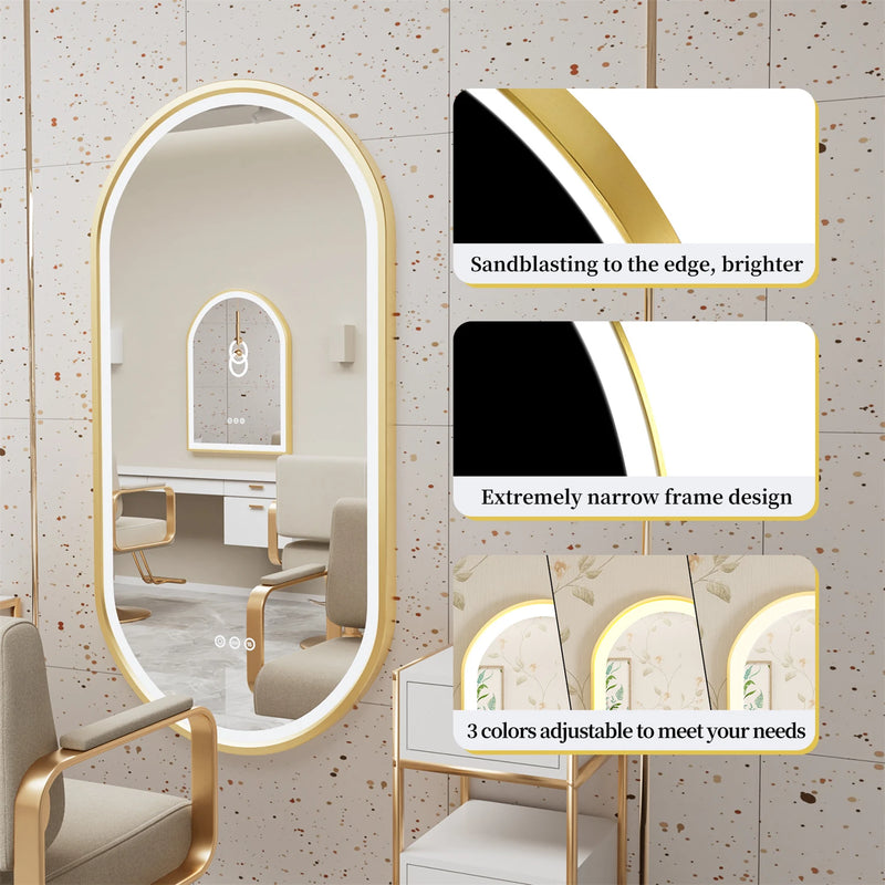 miroir ovale intelligent antibuée avec éclairage led ajustable