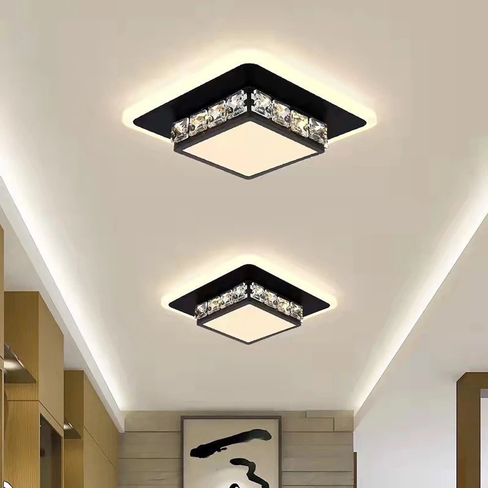 Plafonniers en cristal modernes lampe à LED pour salon chambre étude blanc noir Surface montée éclairage décoration lustre - vue 7 sur 8